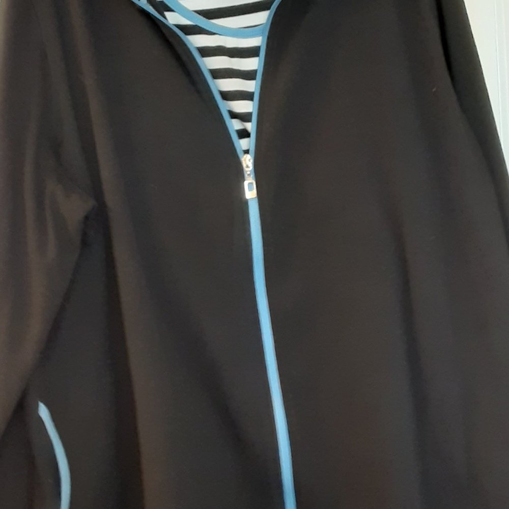 Denim & Co. Active Zip Front Jacket w/Striped Tank